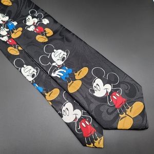 Vintage Disney Mickey Mouse Black Necktie Made in USA